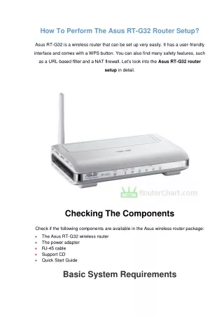 how to perform the asus rt g32 router setup