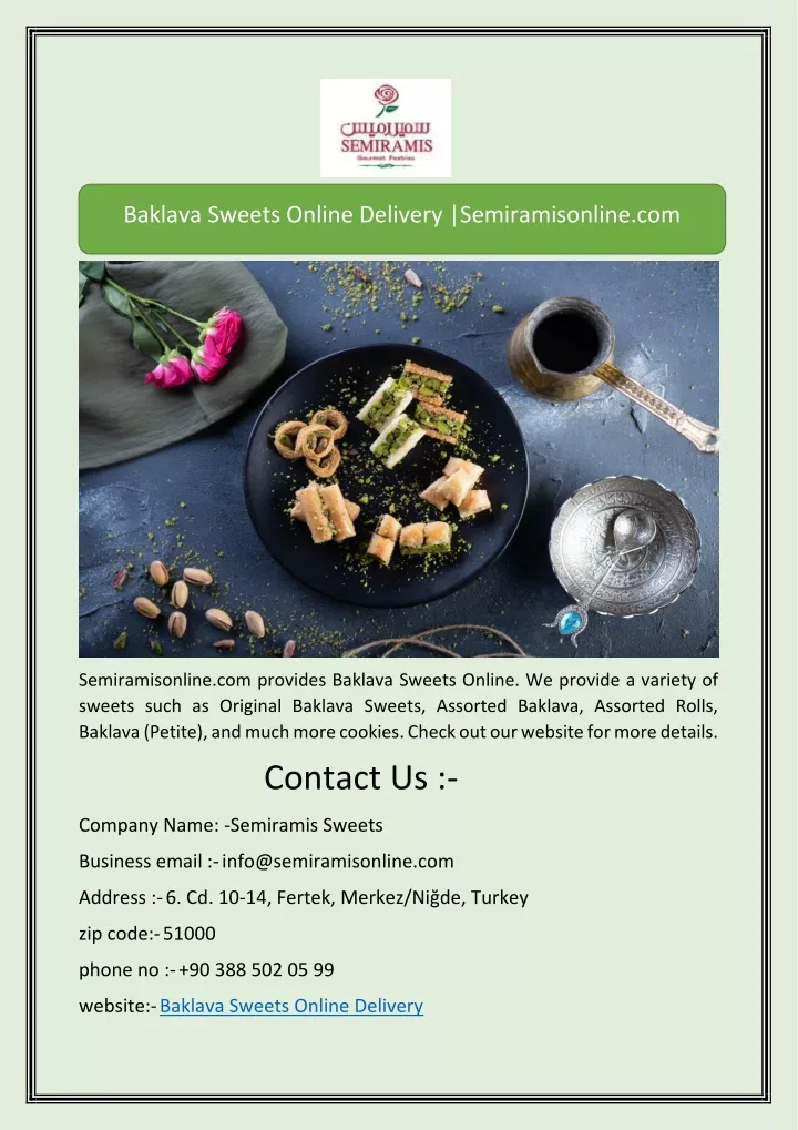 baklava sweets online delivery semiramisonline com