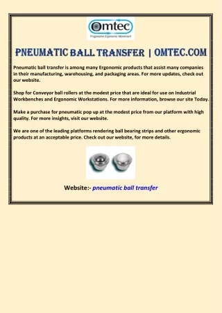 Pneumatic ball transfer | Omtec.com