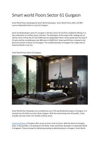 Smart world Floors Sector 61 Gurgaon