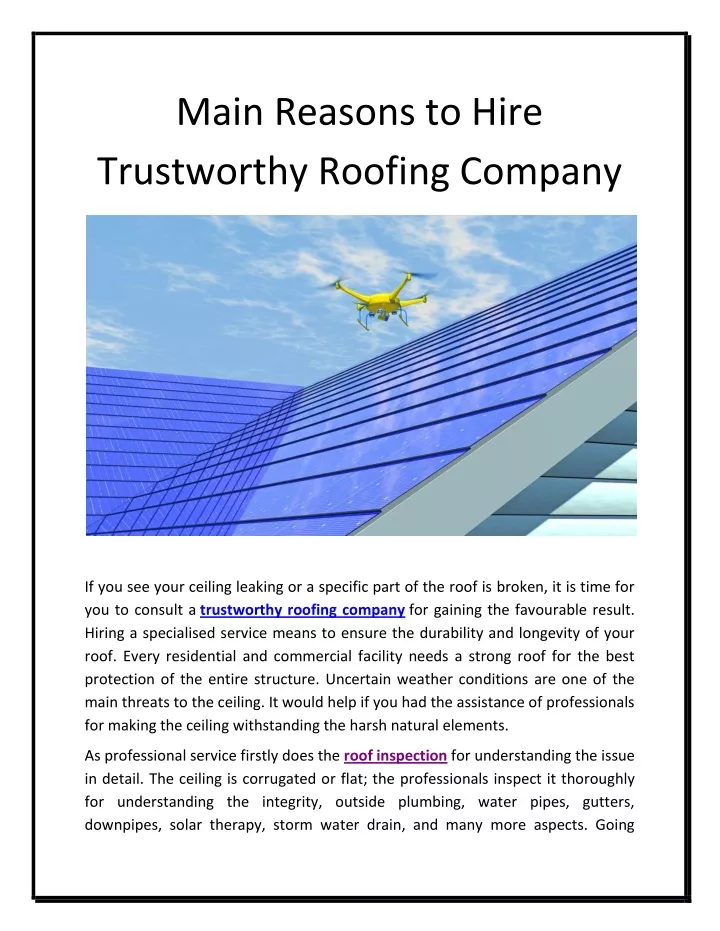 main reasons to hire trustworthy roofing company