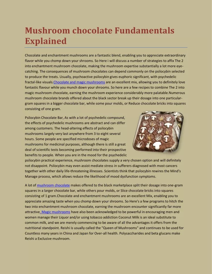 mushroom chocolate fundamentals explained