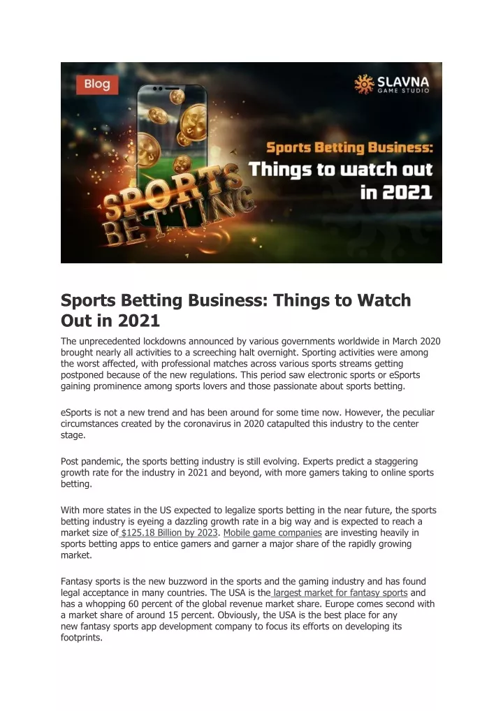 sports betting business things to watch