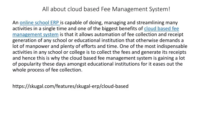 all about cloud based fee management system