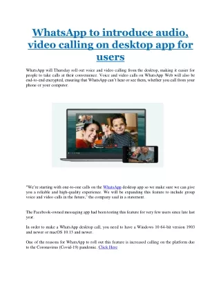 whatsapp to introduce audio video calling