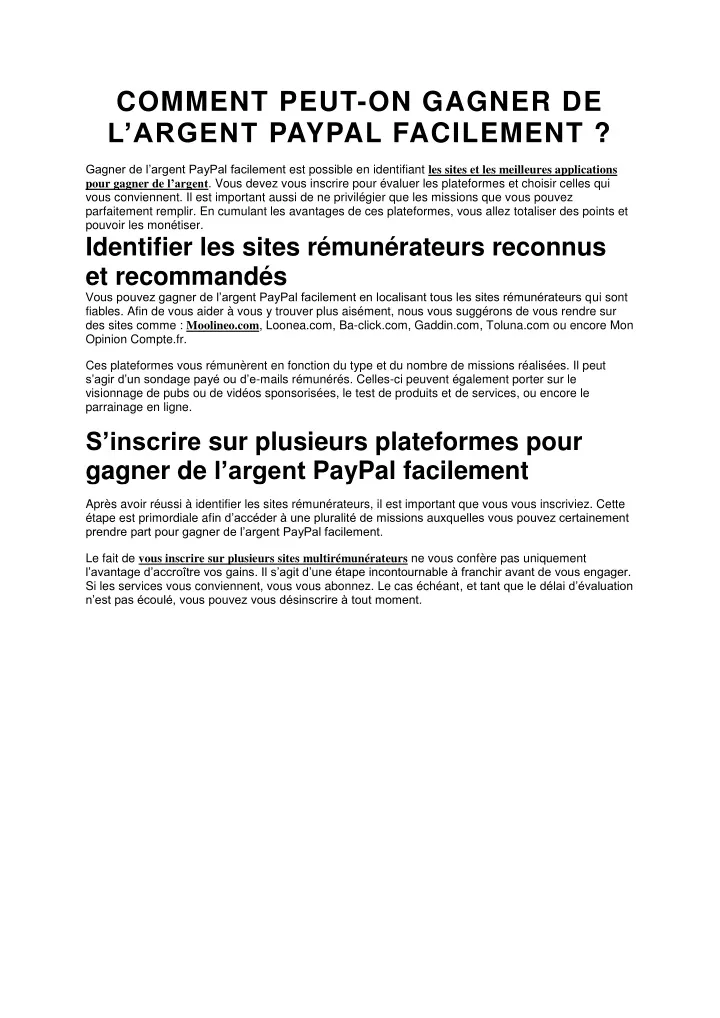 comment peut on gagner de l argent paypal