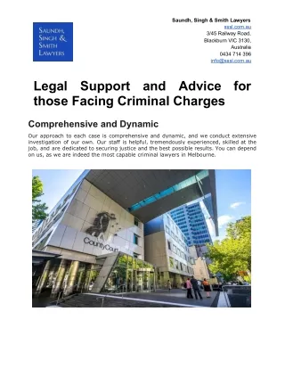 Legal Support and Advice for those Facing Criminal Charges