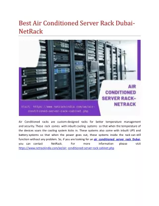 Best Air Conditioned Server Rack Dubai- NetRack