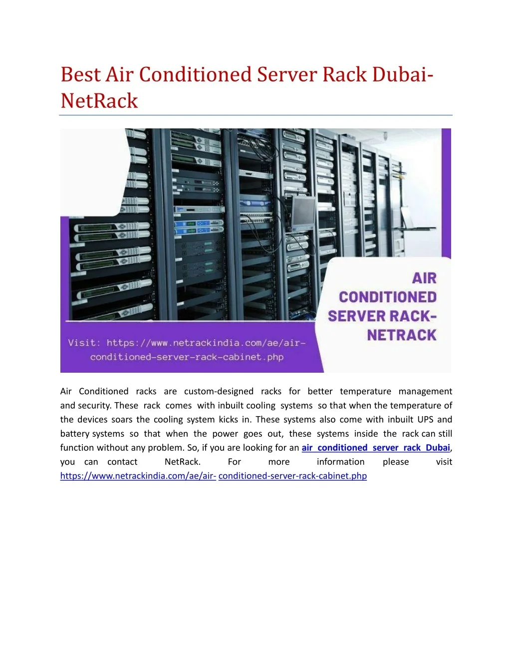 PPT - Best Air Conditioned Server Rack Dubai- NetRack PowerPoint ...