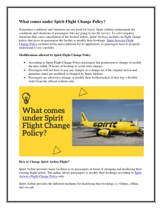 what comes under spirit flight change policy