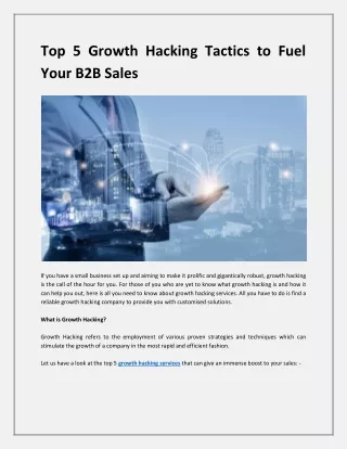 Top 5 Growth Hacking Tactics to Fuel Your B2B Sales