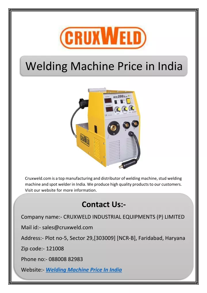 welding machine price in india
