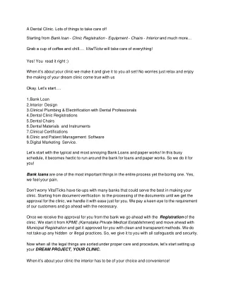 Dental Clinic Setup Requirements in India - Vitalticks.in