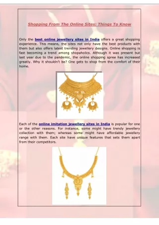 shopping from the online sites things to know