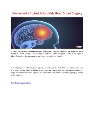 choose india to get affordable brain shunt surgery