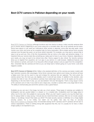 best cctv camera in pakistan depending on your