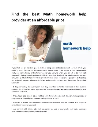 Find the best Math homework help provider at an affordable price