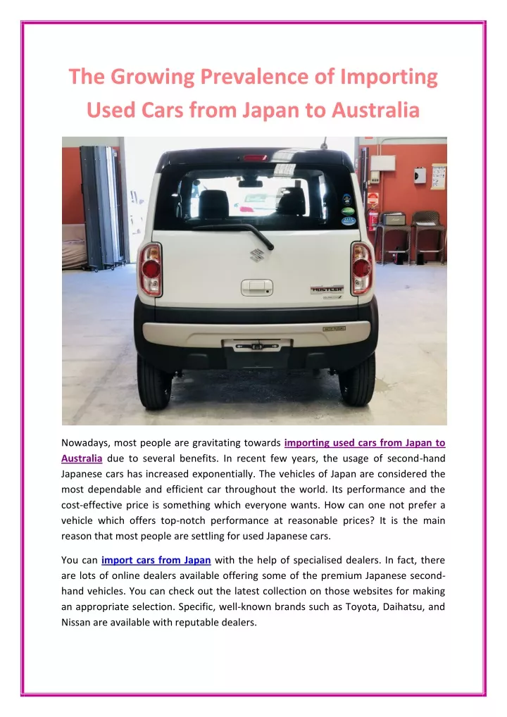 PPT The Growing Prevalence of Importing Used Cars from Japan to Australia PowerPoint