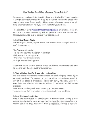 how you can benefit from personal fitness