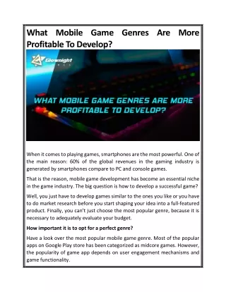 what mobile game genres are more profitable