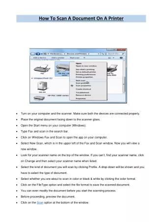 how to scan a document on a printer