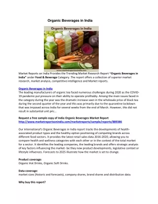 organic beverages in india