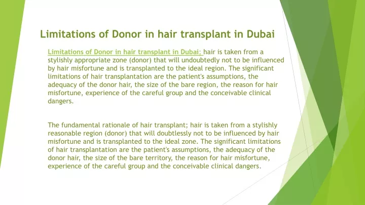 limitations of donor in hair transplant in dubai