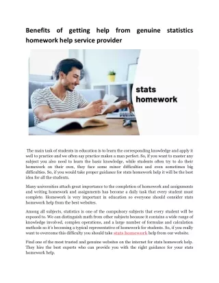 Benefits of Getting Help From Genuine Statistics Homework Help Service Provider