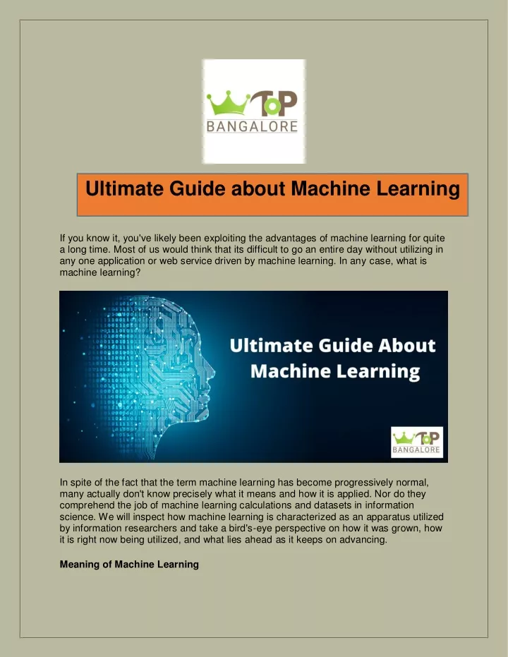 ultimate guide about machine learning