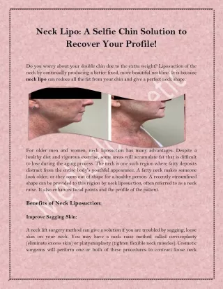 Neck Lipo: A Selfie Chin Solution to Recover Your Profile!