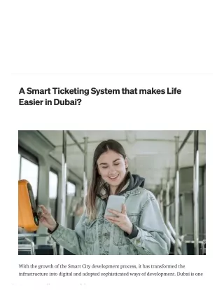 A smart ticketing system that makes life easier in dubai