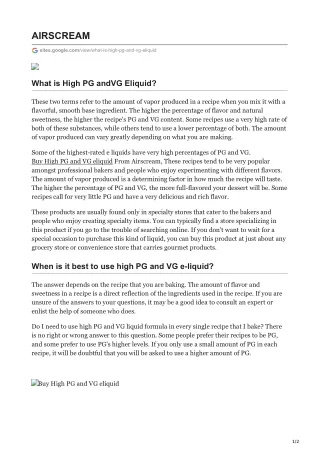 What is High PG andVG Eliquid?