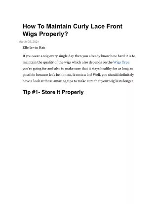 how to maintain curly lace front wigs properly