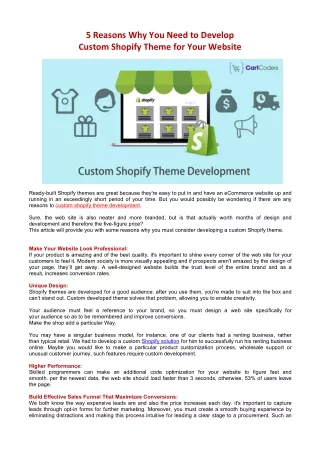 5 reasons why you need to develop custom shopify
