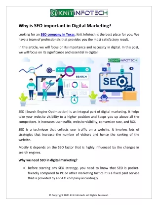 Why is SEO important in Digital Marketing?
