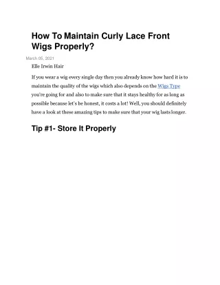 how to maintain curly lace front wigs properly
