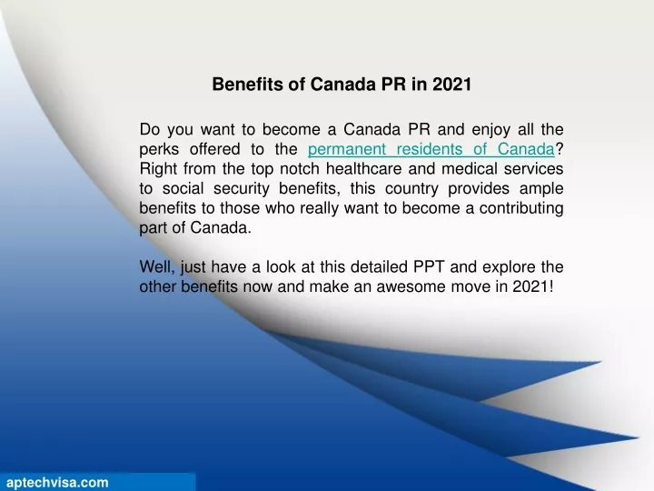 benefits of canada pr in 2021