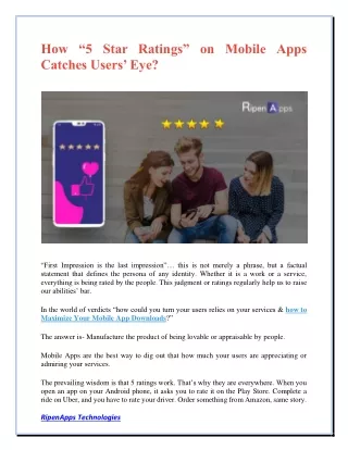 how 5 star ratings on mobile apps catches users
