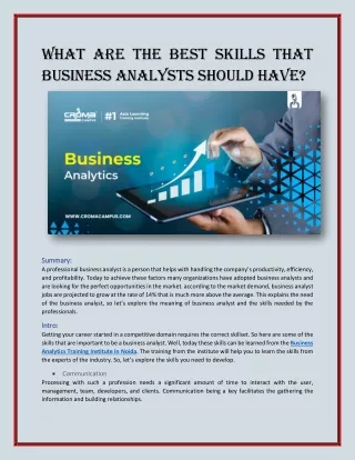 what are the best skills that business analysts