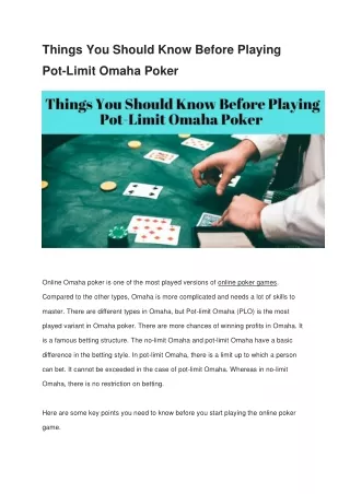 things you should know before playing