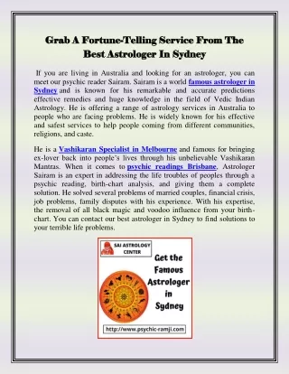 Grab A Fortune-Telling Service From The Best Astrologer In Sydney