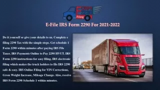 e f ile irs form 2290 for 2021 2022