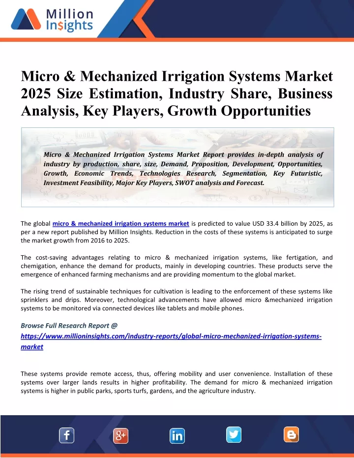 micro mechanized irrigation systems market 2025