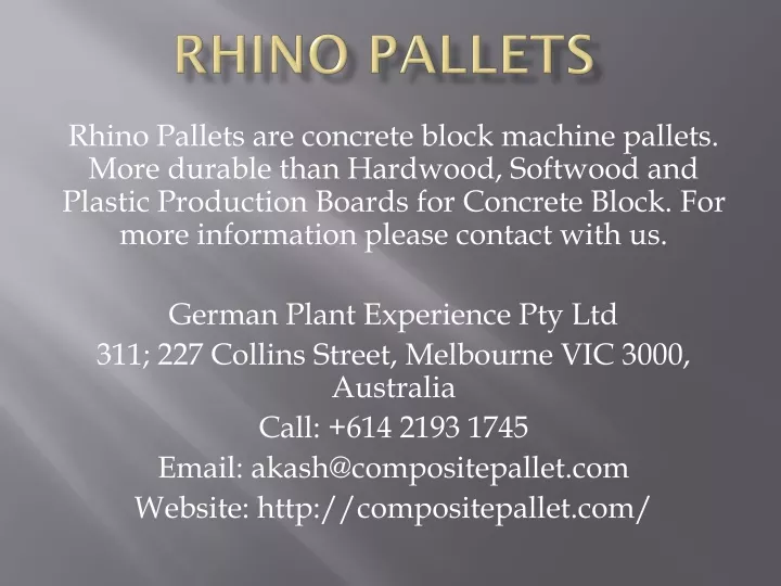 rhino pallets are concrete block machine pallets