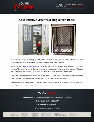 cost effective security sliding screen doors