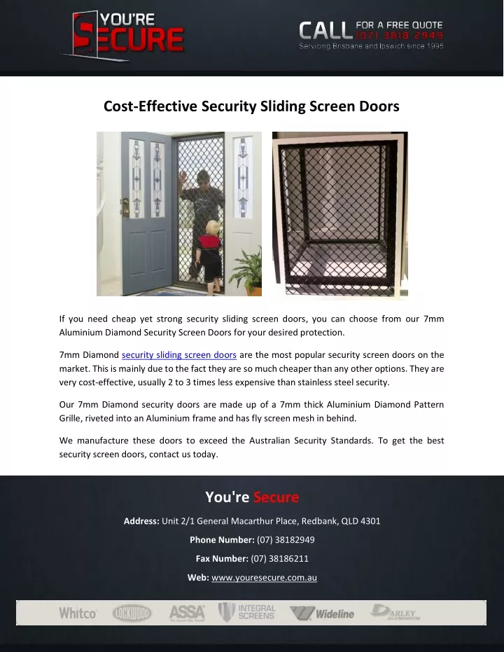 PPT CostEffective Security Sliding Screen Doors PowerPoint