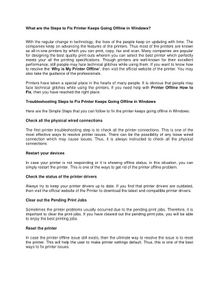 what are the steps to fix printer keeps going