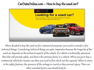 CarDataOnline.com – How to buy the used car?