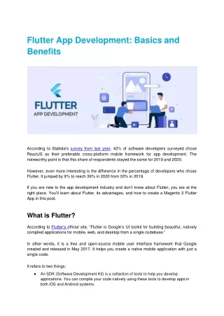 flutter app development basics and benefits