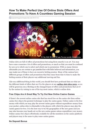 how to make perfect use of online slots offers